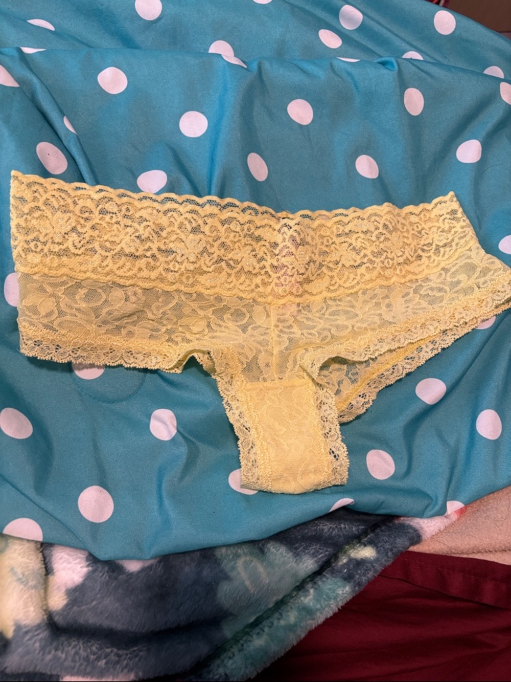 Yellow Lace Boyshort Panty - Small